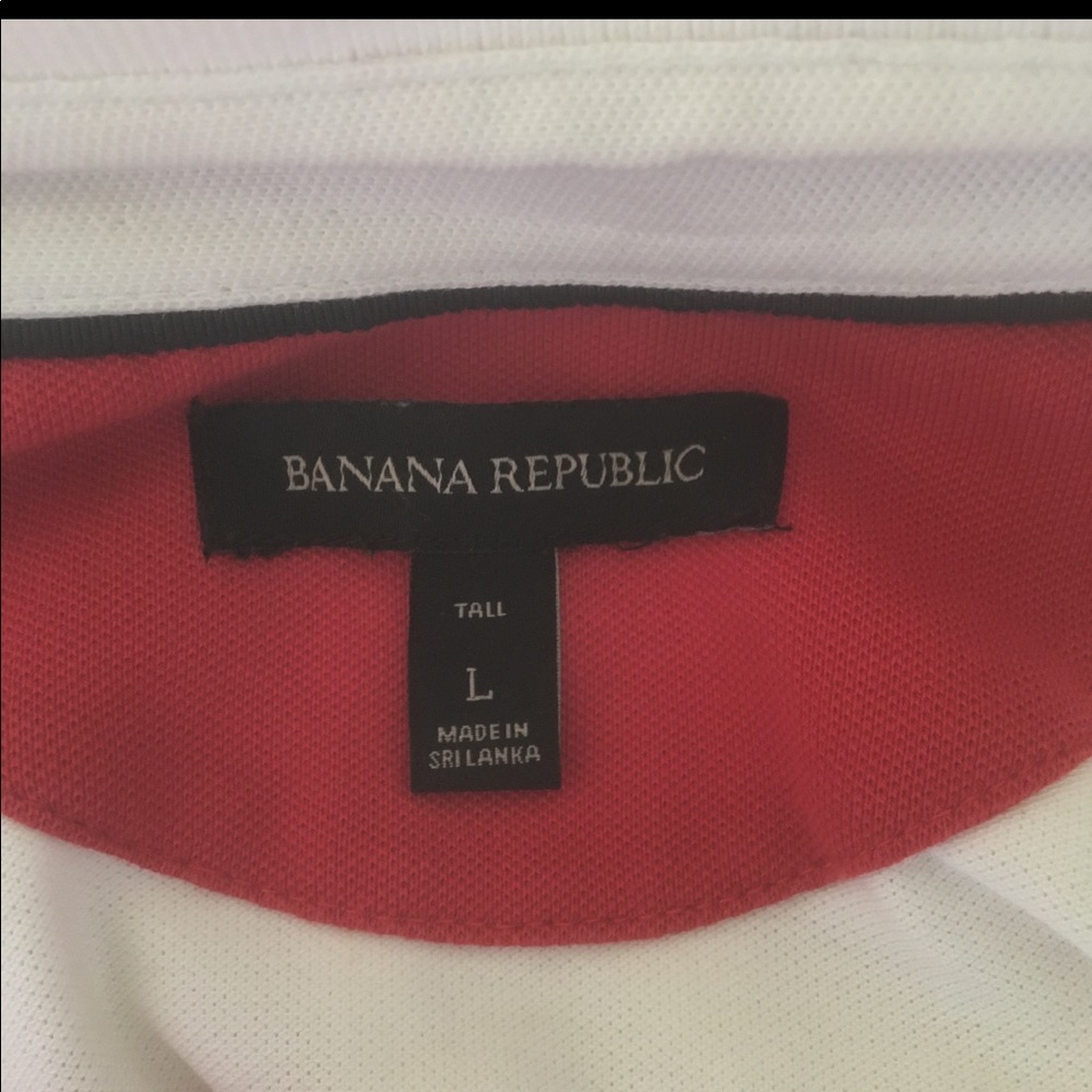 Banana Republic White Short-Sleeve Polo Shirt Men’s Size Large Tall - Picture 3 of 5